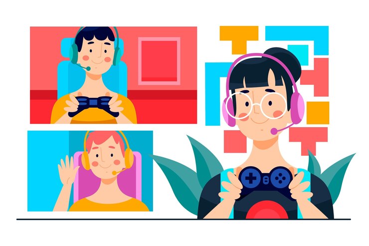 Vector gratuito gente jugando juegos en línea