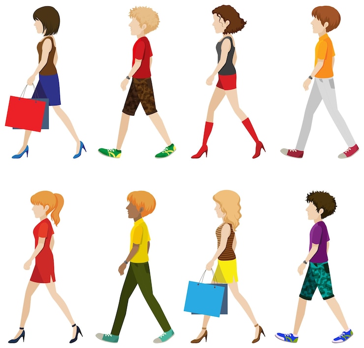 Vector gratuito gente de moda caminando sin rostro