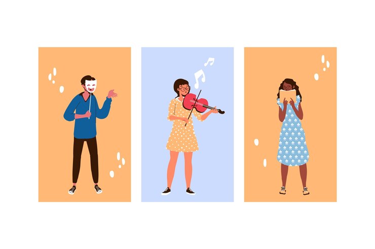 Vector gratuito gente moderna con actividades culturales.