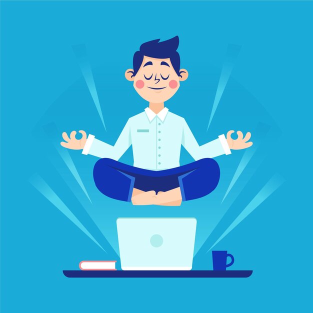 Gente de negocios de dibujos animados meditando ilustración