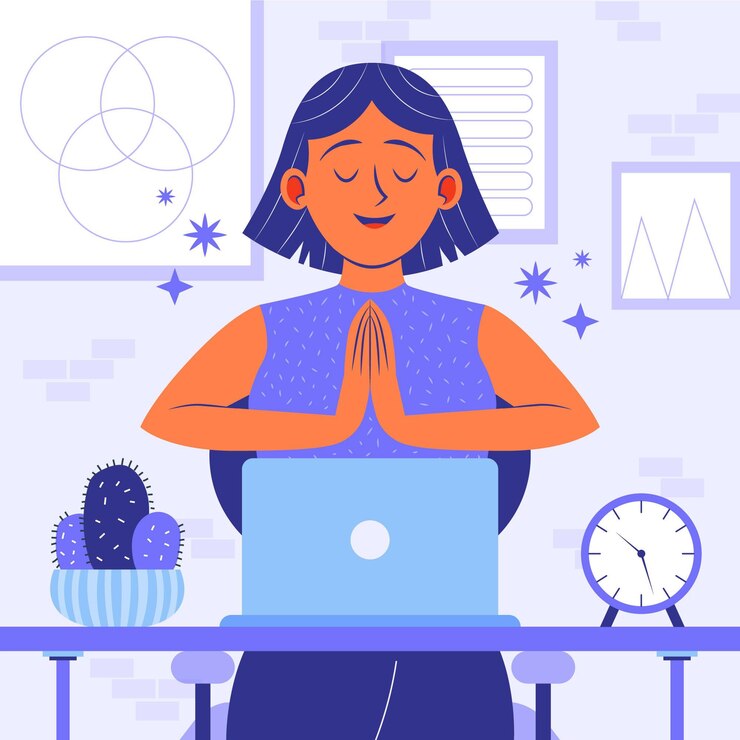 Gente de negocios plana orgánica meditando ilustración