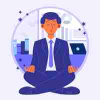 Vector gratuito gente de negocios plana orgánica meditando ilustración