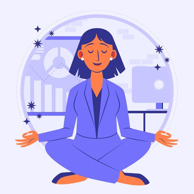 Gente de negocios plana orgánica meditando ilustración