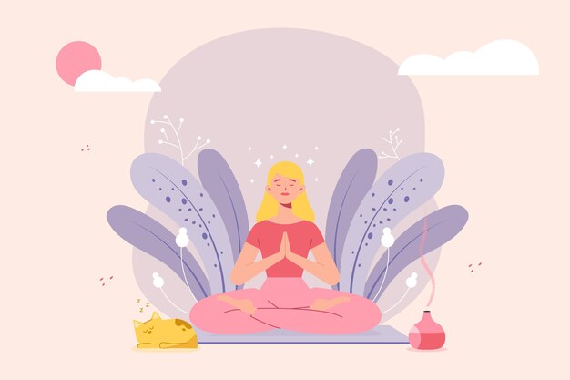 Gente de negocios plana orgánica meditando ilustración