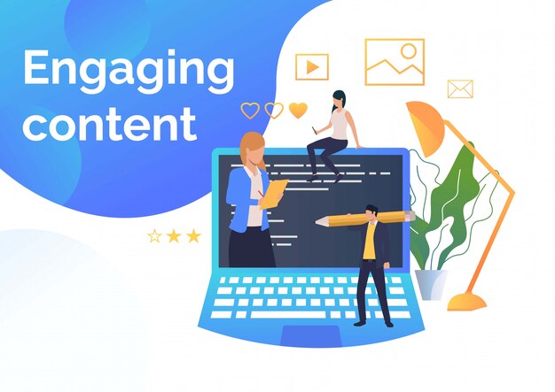 Gente de negocios que crea contenido atractivo