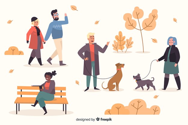 Gente en el parque otoño