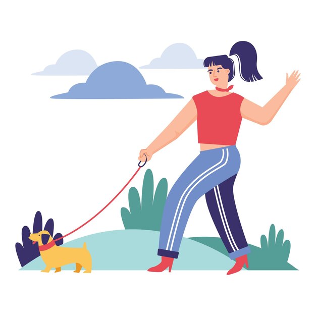 Gente paseando al perro