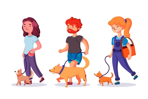 Gente paseando el concepto de perro