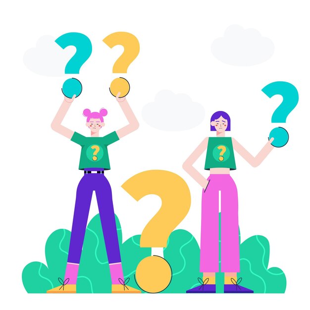 Gente plana haciendo preguntas ilustración