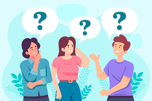 Gente plana haciendo preguntas ilustración