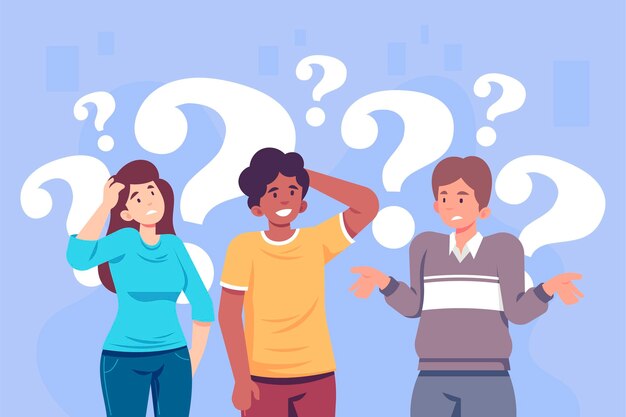 Gente plana haciendo preguntas ilustración