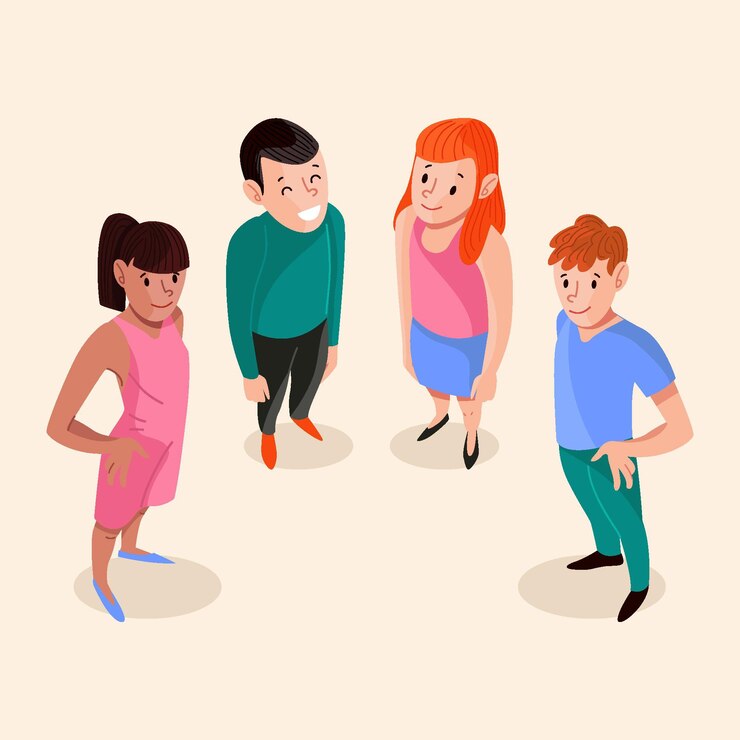 Vector gratuito gente plana mirando conjunto