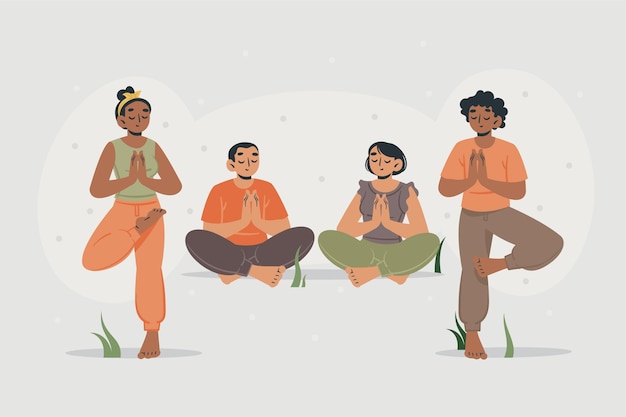 Vector gratuito gente plana orgánica meditando ilustración