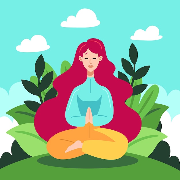 Gente plana orgánica meditando ilustración