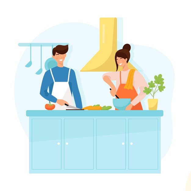 Gente que cocina concepto de ilustración