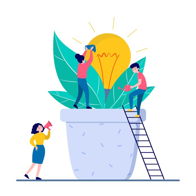 Gente que crece la nueva idea aislada ilustración vectorial plana