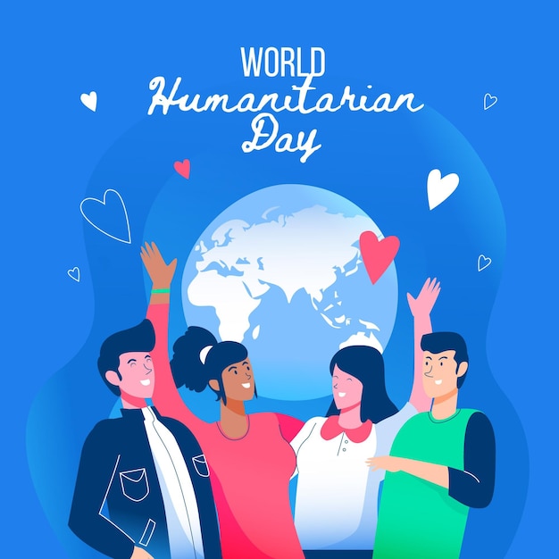 Gente que envía el día mundial humanitario en vivo