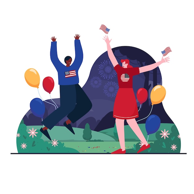 Gente realista bailando al aire libre ilustración