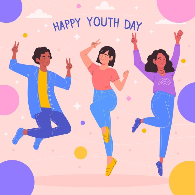 Gente saltando y celebrando el día de la juventud