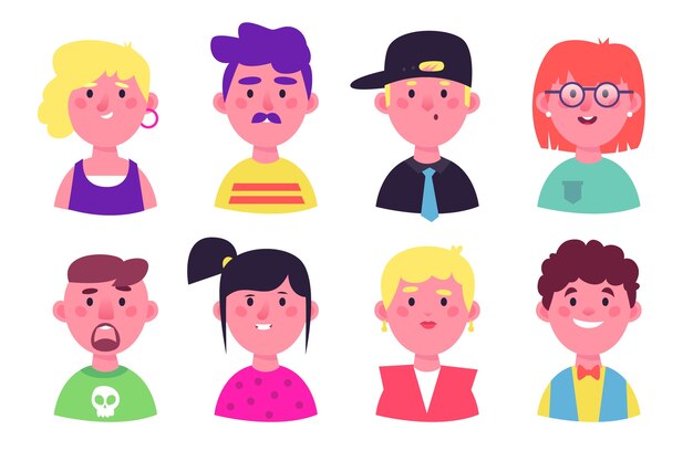 Gente sonriente avatares varias personalidades