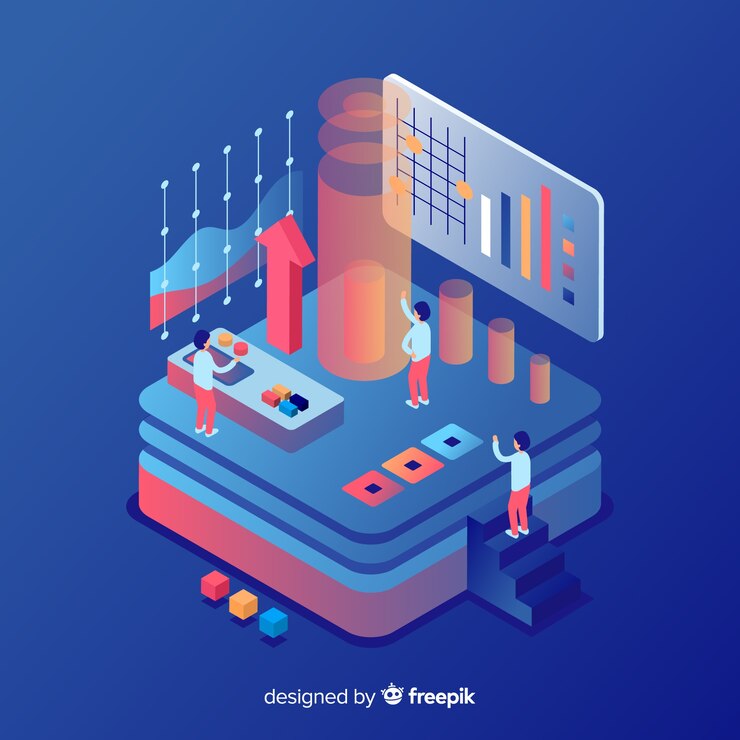 Vector gratuito gente trabajando con tecnología estilo isométrico
