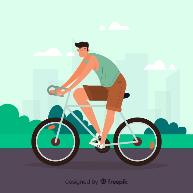 Gente yendo en bicicleta por el parque