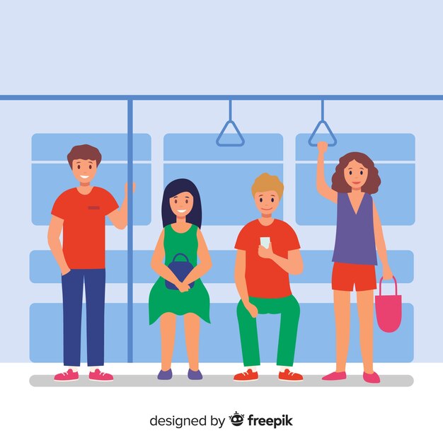 Gente yendo en el metro