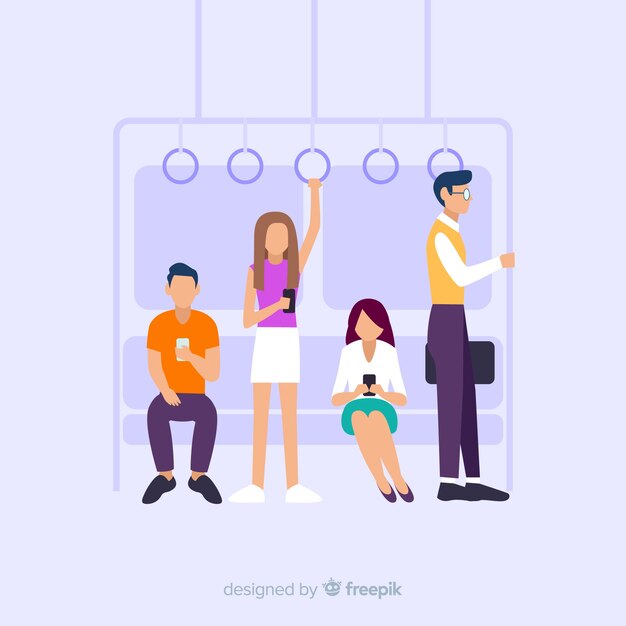 Gente yendo en el metro