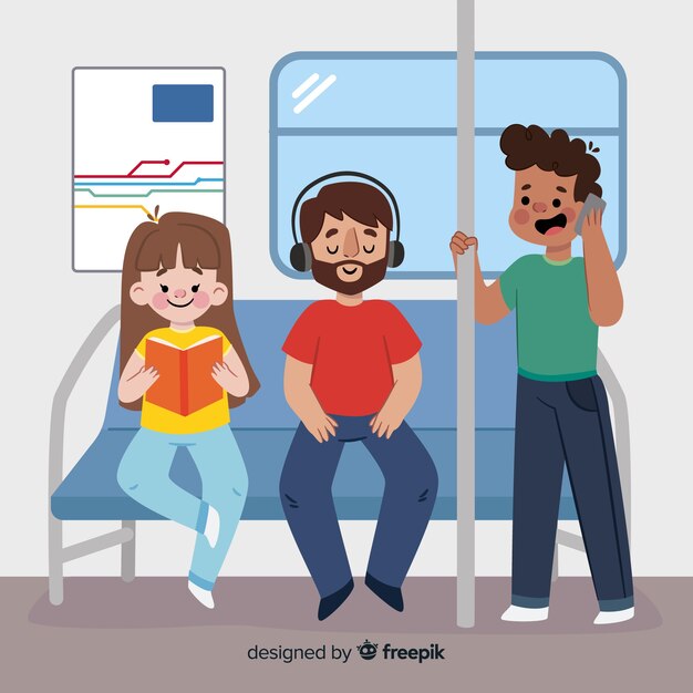 Gente yendo en el metro