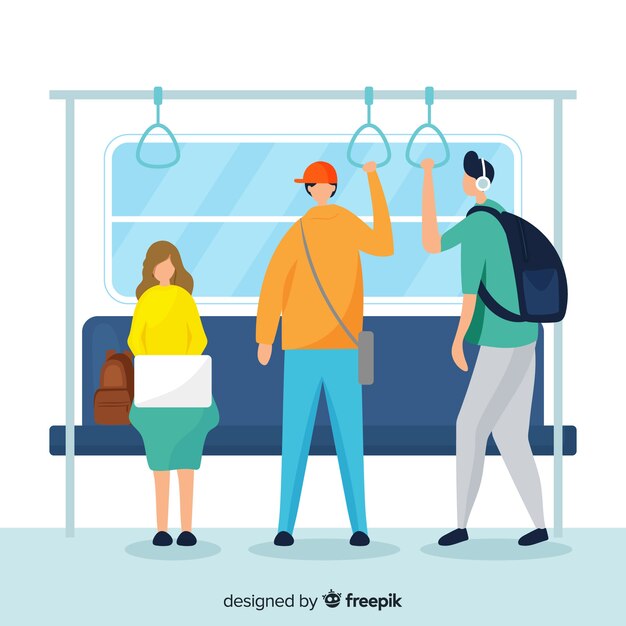 Gente yendo en el metro