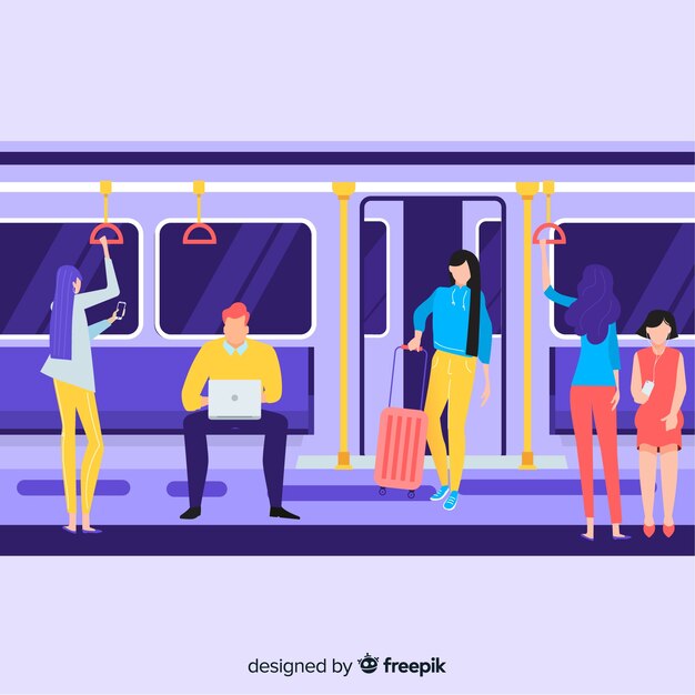 Gente yendo en el metro