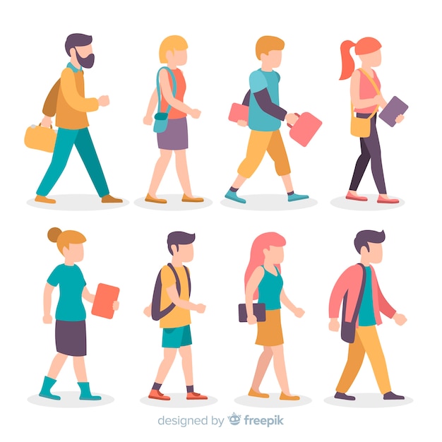 Gente yendo a la universidad