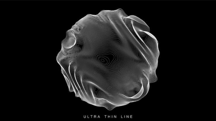 Vector gratuito geometría fluida de línea ultrafina. esferas dinámicas distorsionadas.
