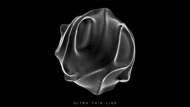 Geometría fluida de línea ultrafina. Remolino 3d fractal digital.