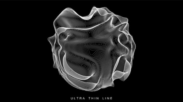 Geometría fluida de línea ultrafina sobre fondo oscuro