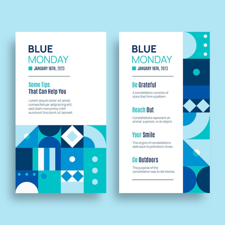 Vector gratuito geométrico simple cómo pasar por la historia de instagram del blue monday