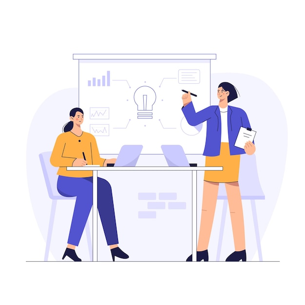 La gerencia presenta un plan de trabajo para la optimización de los empleados en la sala de reuniones