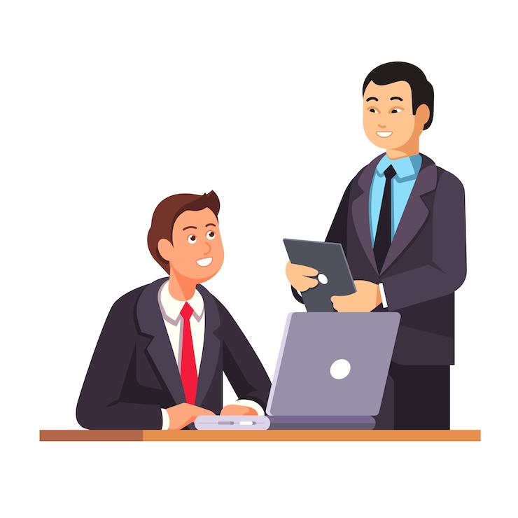 Vector gratuito gerente de recursos humanos de asia da la bienvenida a nuevo empleado