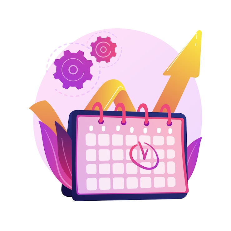 Vector gratuito gestión de eventos. eficiencia del rendimiento, optimización del tiempo, recordatorio. elemento de diseño plano de fecha límite de tareas y proyectos. recordatorio de la fecha de la cita.