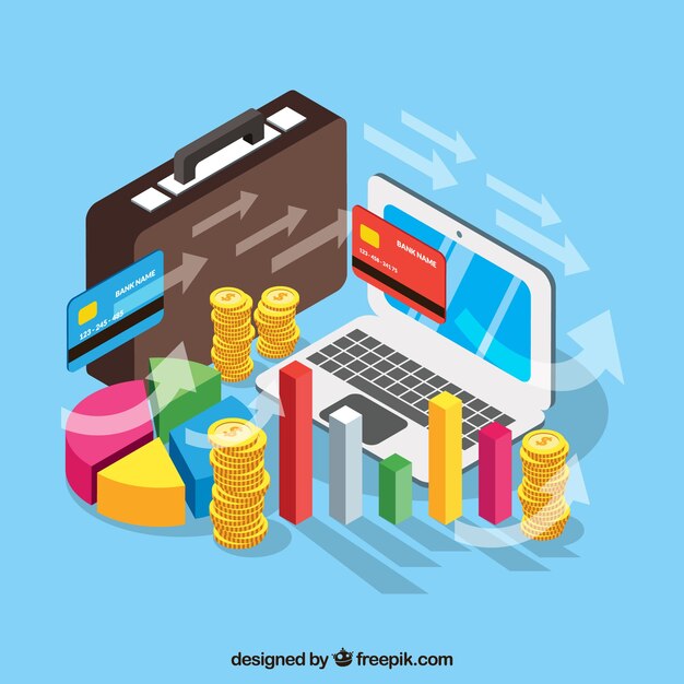 Gestión financiera con perspectiva isométrica
