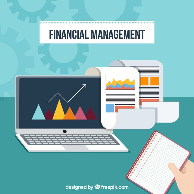 Gestión financiera con portátil