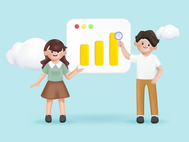 La gestión de operaciones discute el proyecto de marketing Gerente de TI con datos analíticos