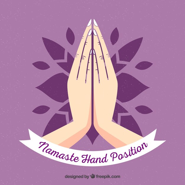 Gesto de namaste con diseño plano