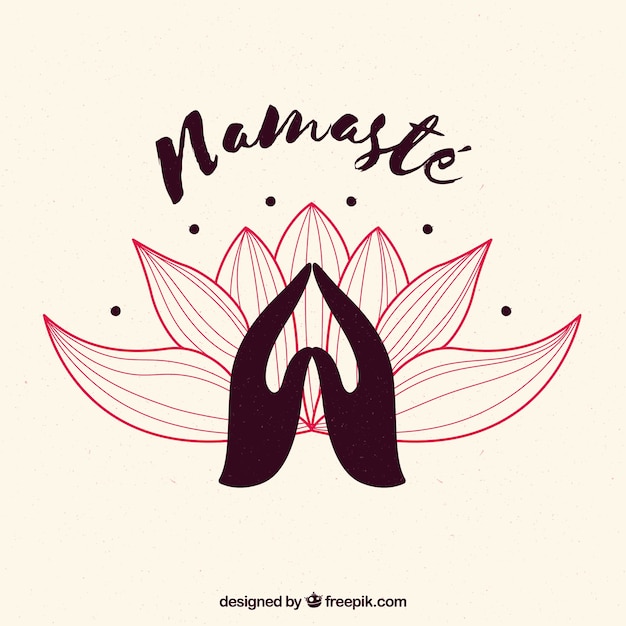 Vector gratuito gesto de namaste con flor