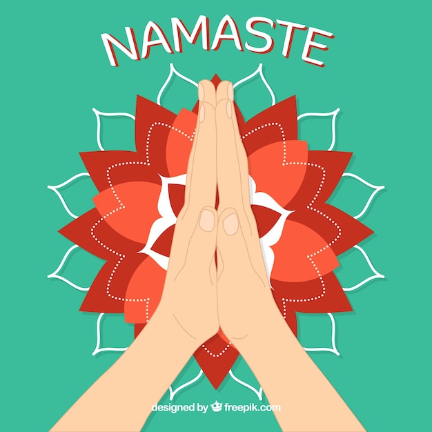 Gesto de namaste con mandala moderno