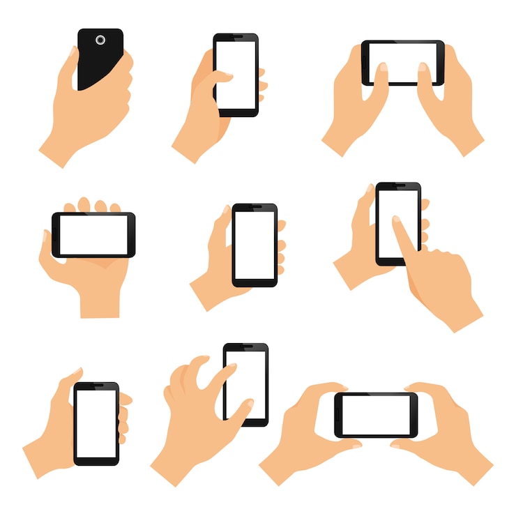 Vector gratuito los gestos de la mano de la pantalla táctil diseñan elementos de deslizar y pellizcar ilustración vectorial aislado
