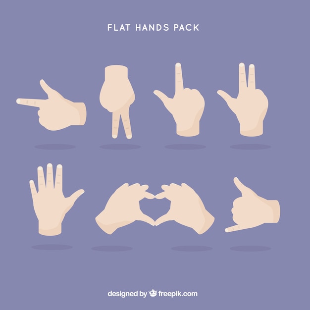 Vector gratuito gestos de manos planas
