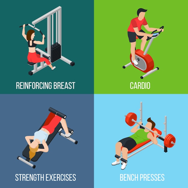 Gimnasio personas aisladas Icon Set