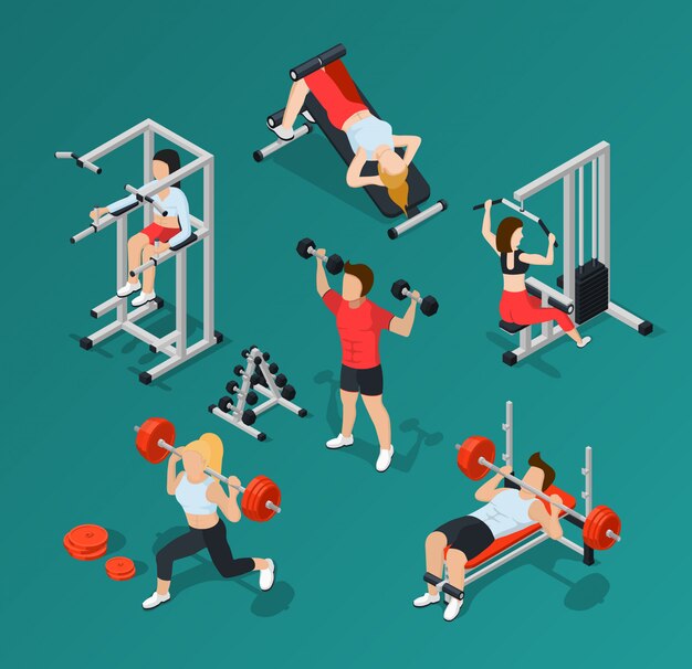 Gimnasio personas Icon Set