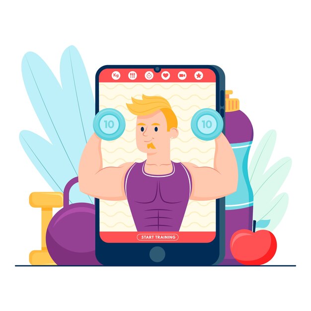 Gimnasio virtual en teléfono inteligente